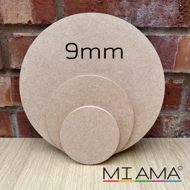 MIAMA 9mm MDF Circle Square Edge wooden shape 10-60cm 1,3 or 5 packs