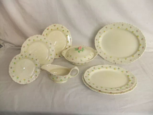 c4 Pottery Ridgways Hand Painted Bedford Ware - dainty floral, embossed - xxxx