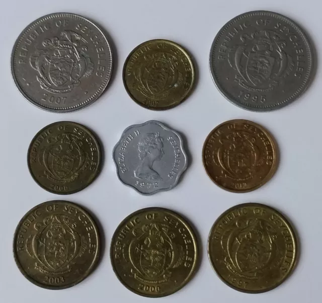 Lot de 9 pièces de monnaie des Seychelles