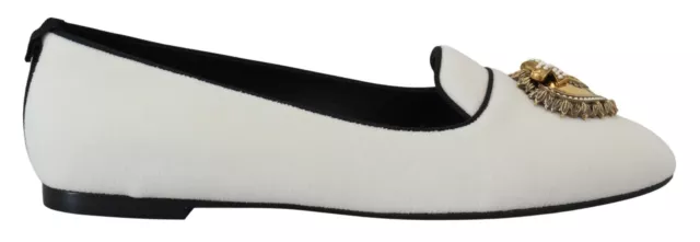 Dolce & Gabbana White Velvet Devotion Heart Flats Shoes 5 5.5 6 6.5 7 7.5 3