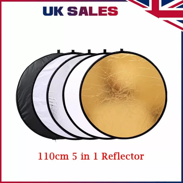 110cm 43" 5 in 1 Studio Lighting diffuser Light Mulit Collapsible disc Reflector