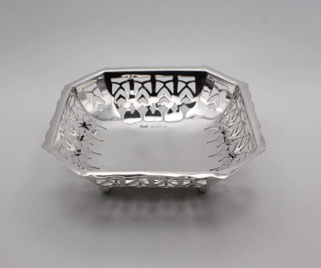 A Pretty Pierced Sterling Silver Bon Bon Dish Birmingham 1948 by William Adams.