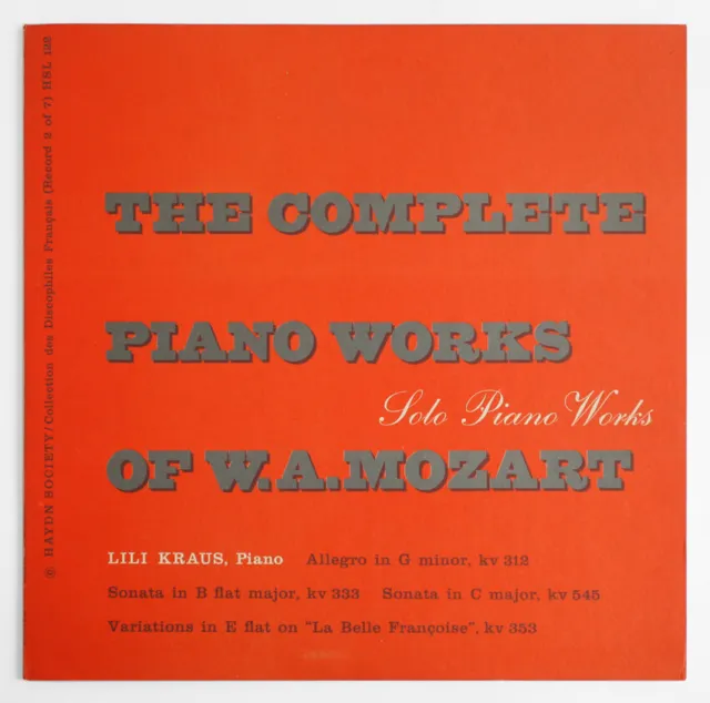 LILI KRAUS Mozart piano sonatas vol.2 US 1955 Haydn society DF HSL 122 FD LP