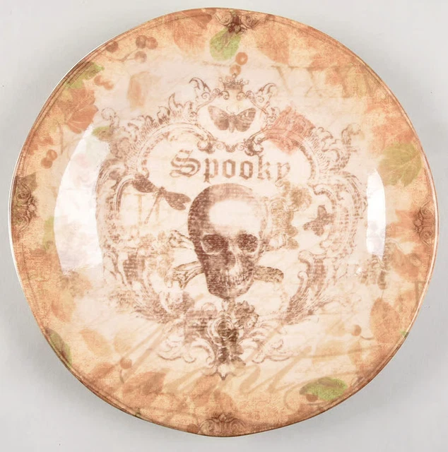 222 FIFTH BUMP In the Night Skull Halloween (2) dessert plates