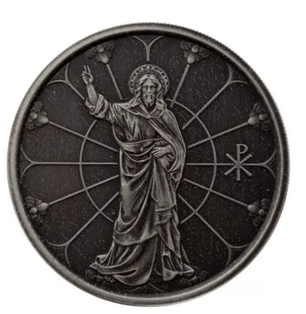 2022 samoa 2 Tala light of christ  ANTIQUED  1 oz .999 silver coin