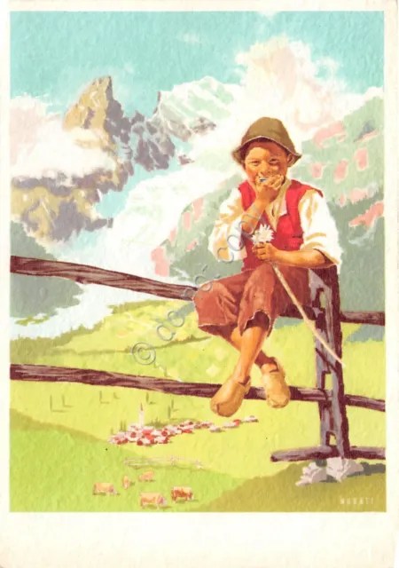 Cartolina - Illustrata - Musati - Pastorello di Courmayeur - Assessorato Aosta