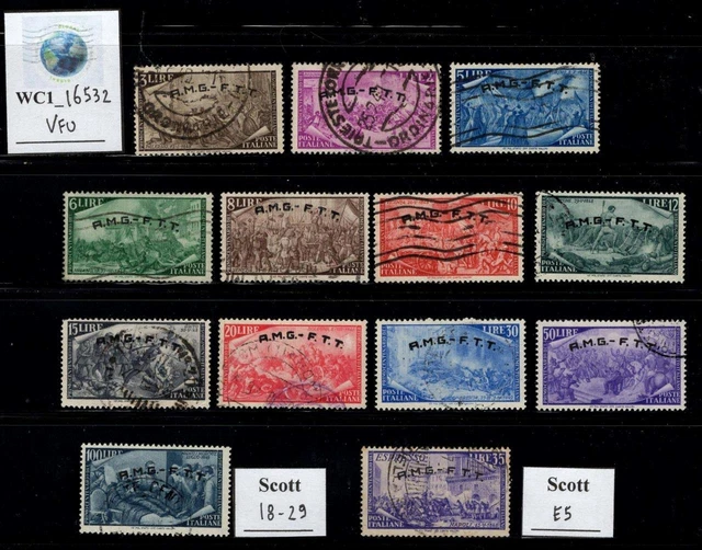 WC1_16532. ITALY: TRIESTE AMG FTT. 1948 cplt. RISORGIMENTO set. Sc. 18-29. Used
