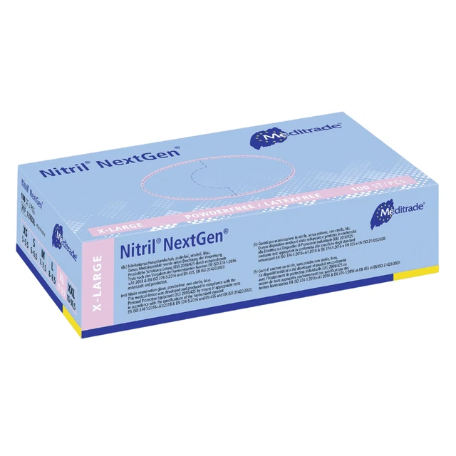 Meditrade Nitril Handschuhe NextGen EN 455, puderfrei, blau, 100 Stk.
