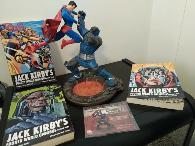 DC Superman vs Darkseid 1st Edition Statue With Original Box.& 4TH World Omnibus