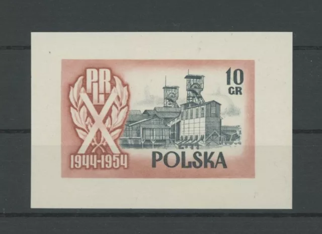 POLEN  10 JAHRE 1954 UNGEZÄHNT KARTONPAPIER !! RARE!! BERGBAU ZECHE 'm5021