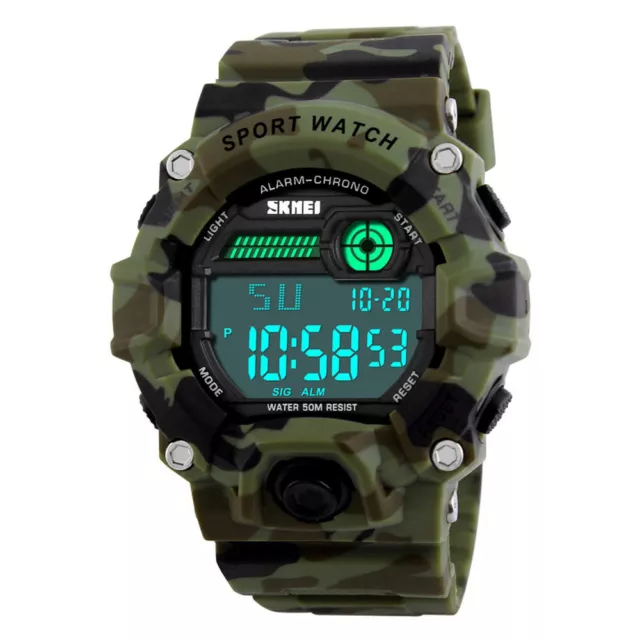 Skmei Army grüne Camouflage Militär Sport wasserdicht digitale Armbanduhr