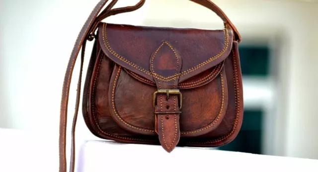 Women's Vintage Genuine Brown Leather Messenger Shoulder Cross Body Bag