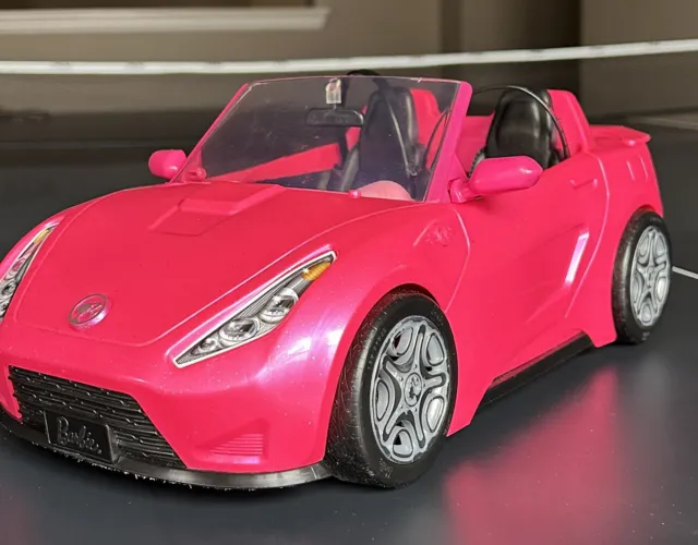 2016 Mattel Barbie Glam Pink Glitter Convertible 2 Seater Doll Car/ Seat Belt