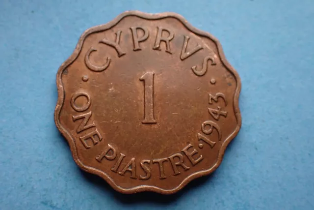 Cyprus, 1 Piastre 1943, as shown.