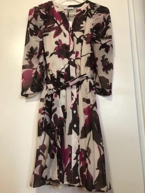 Calvin Klein Printed Chiffon Shirt Dress Size S