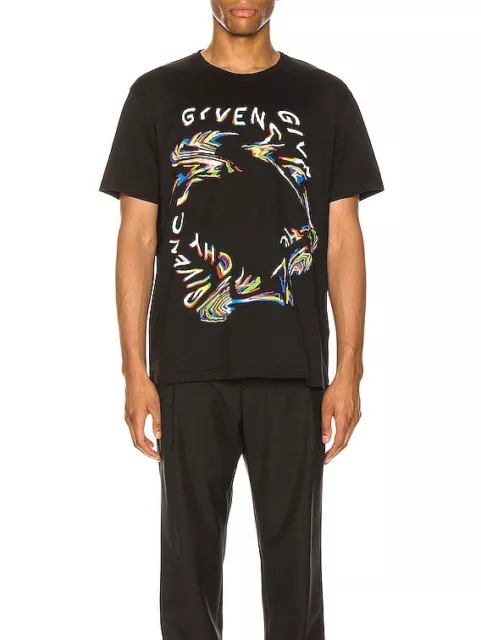 Givenchy Cotton T Shirt S Men's Black Glitch Print Cotton Crewneck Graphic Tee