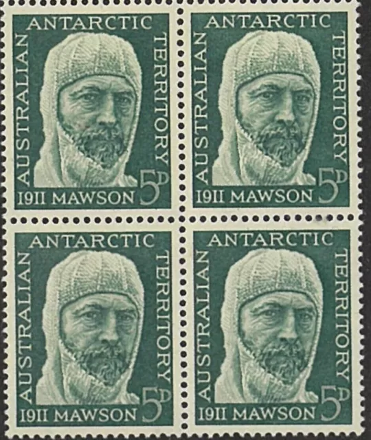 1961 Australian 5d Block Antarctic Explorer Douglas Mawson 50thAnniverary Stamps