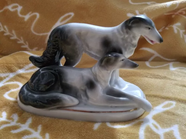 Vintage Japan Borzoi Russian Wolfhounds Graceful Dog Figurine Porcelain