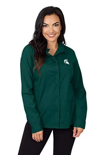 UG Apparel NCAA Michigan State Spartans Womens Oxford Shirt, DARK GREEN, X-Large