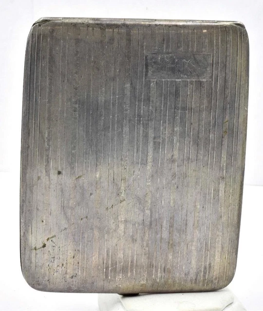 Vintage ELGIN  Sterling Silver gold wash inside Stamped Art Deco Cigarette Case