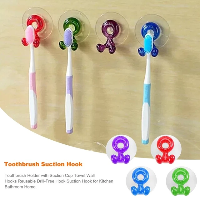 Toothbrush Holder with Suction Cup Towel Wall Hooks Reusable Drill- Hook7911