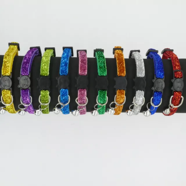 (CC032) Sparkly Cat Safety Release Collar with Bell, Various Colours