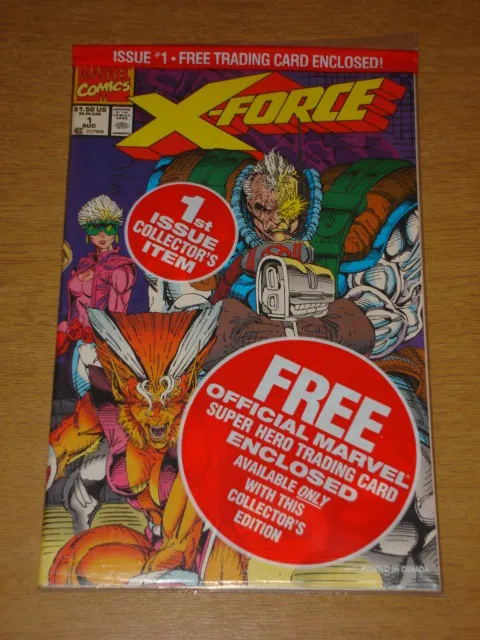 X-Force #1 Bagged + Deadpool Card Marvel Comic Near Mint August 1991