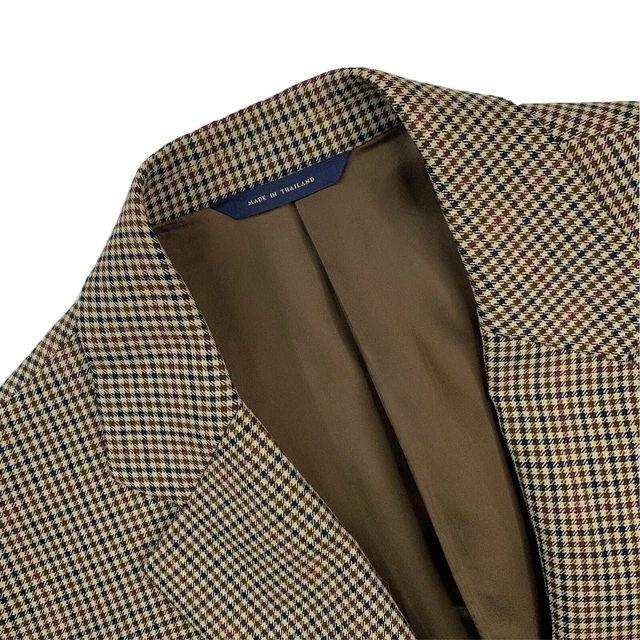 Uomo 39 R Brooks Brothers 1818 Madison Marrone Chiaro Mini Plaid Blazer di Lana