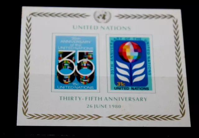 United Nations 1980 Un  35Th Anniversarie Miniature Sheet Fine M/N/H