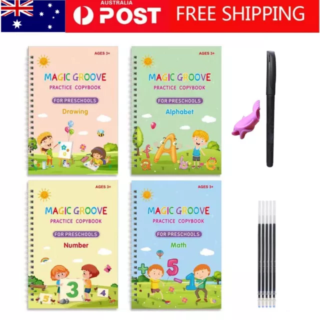 NEW GROOVD MAGIC Copybook Grooved Children's Handwriting Set Book