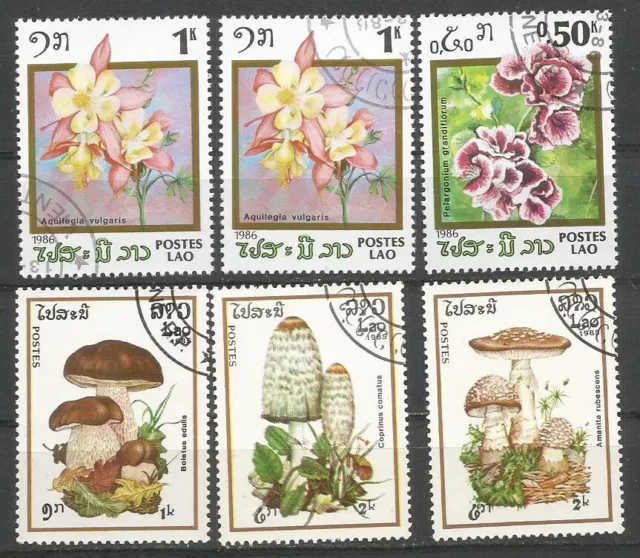 LAOS Flowers,Toadstools and Fruit Thematic selection, Fine Used(o), 1980's