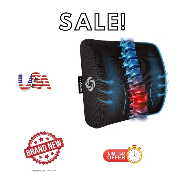 SAMSONITE Lumbar Support Pillow For Office Chair and Car Seat, Perfectly Balance