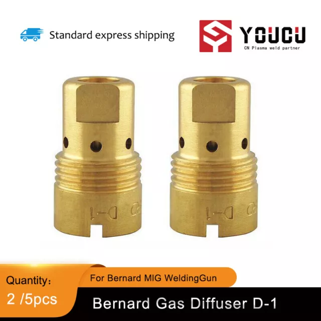 2 /5pcs for Bernard MIG Welding Gun D-1 Gas Diffuser Brass Centerfire