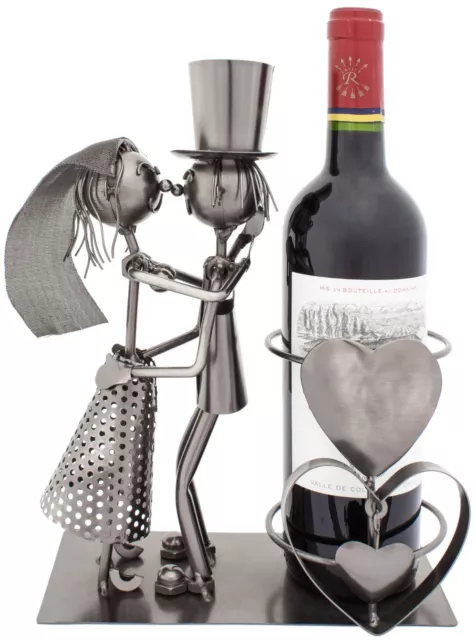 BRUBAKER Porte-bouteille de vin Couple Marié Sculpture Mariage + Carte-cadeau