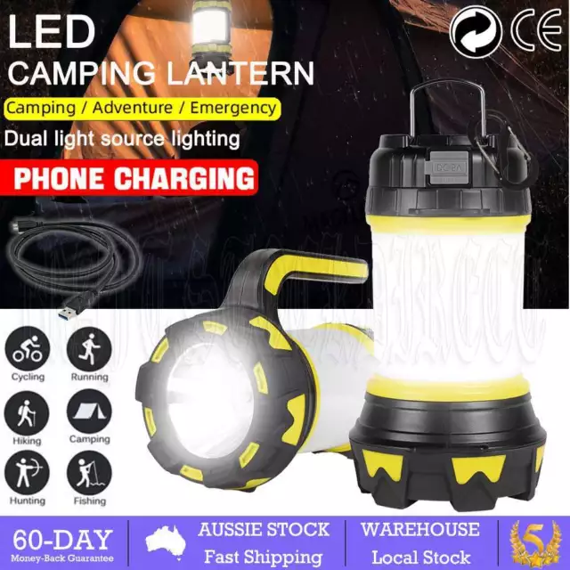 LED Light Lamp Lantern Camping Outdoor Phone USB Rechargeable Power Hiking Tent