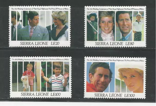 Sierra Leone # 1387//1394 Mnh 10Th Anniversary Royal Wedding Charles And Diana