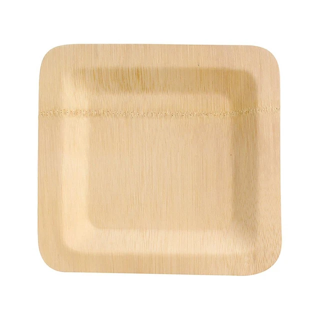 PackNWood 210BVNER10SQ Bamboo Veneer Square 10" Plate - 50 / CS