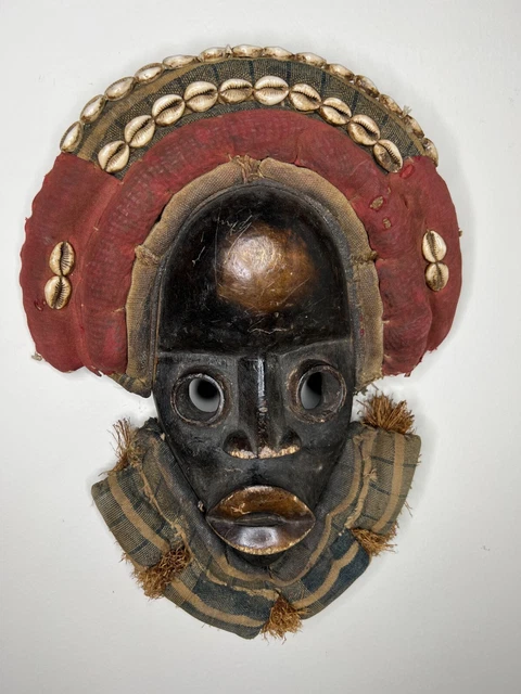 Dan, Wee, Kran, Guerre Guere Mask Fabric Wood Liberia African Art 12" X 6"