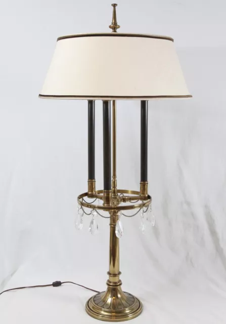 Rare Stiffel Mid Century Bouillotte Brass Glass Prism Table Lamp Vintage Shade 2