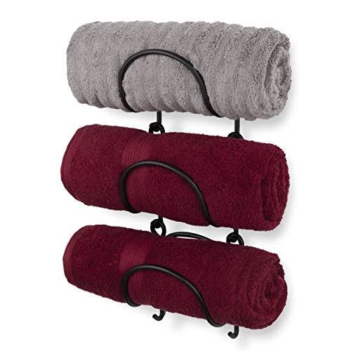 Wallniture Solid Wrought Iron Metal Towel Rack Holder - Wall Mount Rustic