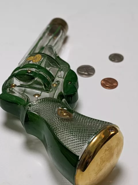 Austrian Glass Bottle Pistol 1955 Famosa LPW Gorgeous Gold/Green