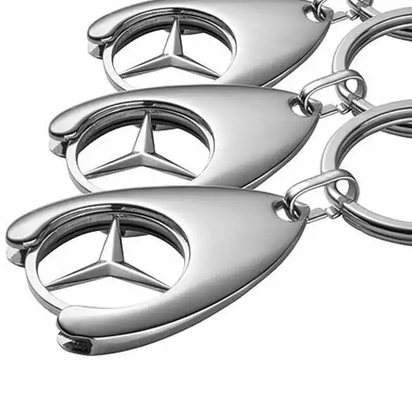 3x Original Mercedes-Benz Schlüsselanhänger Einkaufs Chip Stern Einkaufswagen