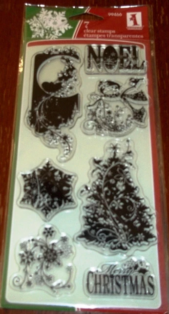 CLEAR ACRYLIC INKADINKADO STAMPS HOLIDAY SILHOUETTES ~ Noel, snow   wks CTMH blk