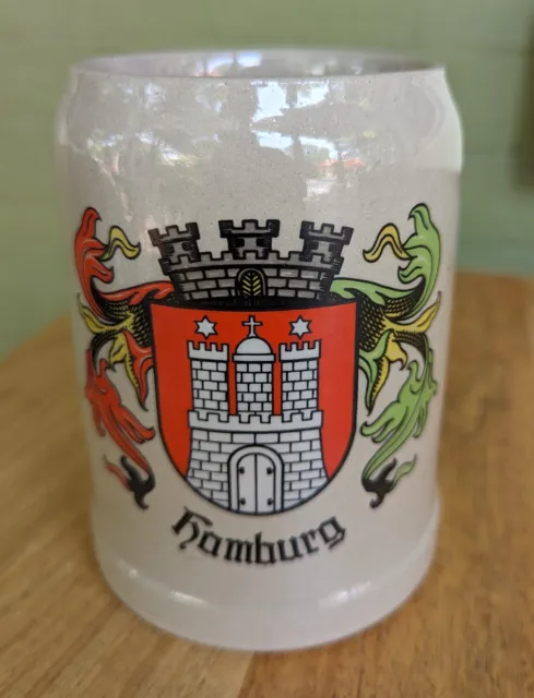 Hamburg Coat of Arms Castle West Germany Stoneware .5L Beer Stein