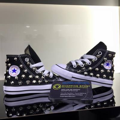 CONVERSE ALL STAR Nere Alte Bambina/o personalizzate con borchie argento  stel EUR 79,00 - PicClick IT