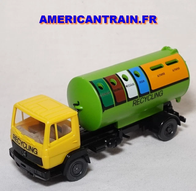 WIKING - CAMION porteur avec grue de couleur jaune – MAGIRUS DEUTZ 6x4