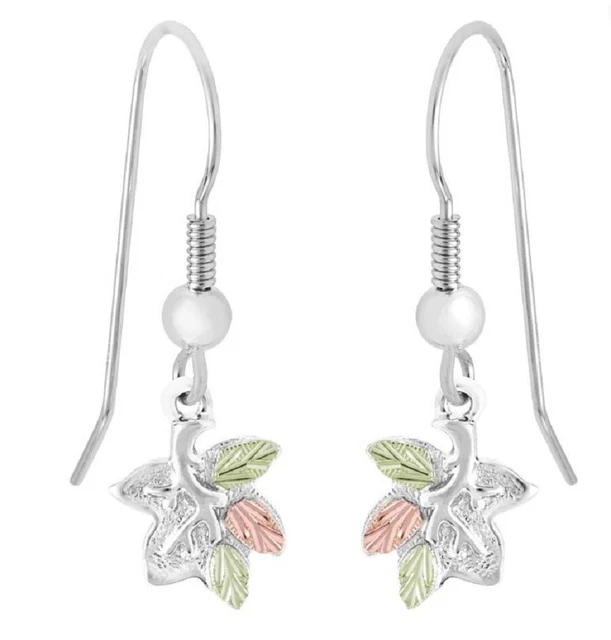 Landstrom's Black Hills Gold & Silver Dangle Leaves Earrings