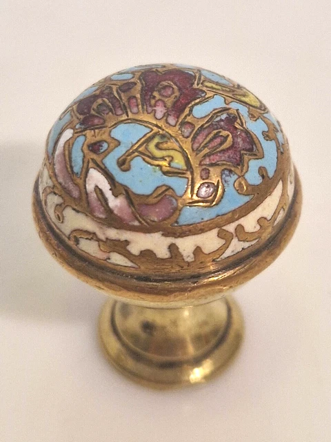 Bouton ancien - Émail champlevé - 32 mm - XIXe - Enamel Buttons