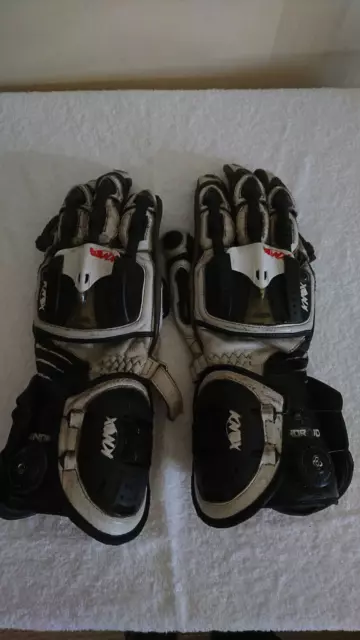 Knox Handroid Black&White Kangaroo Leather Motorcycle Gloves Size L