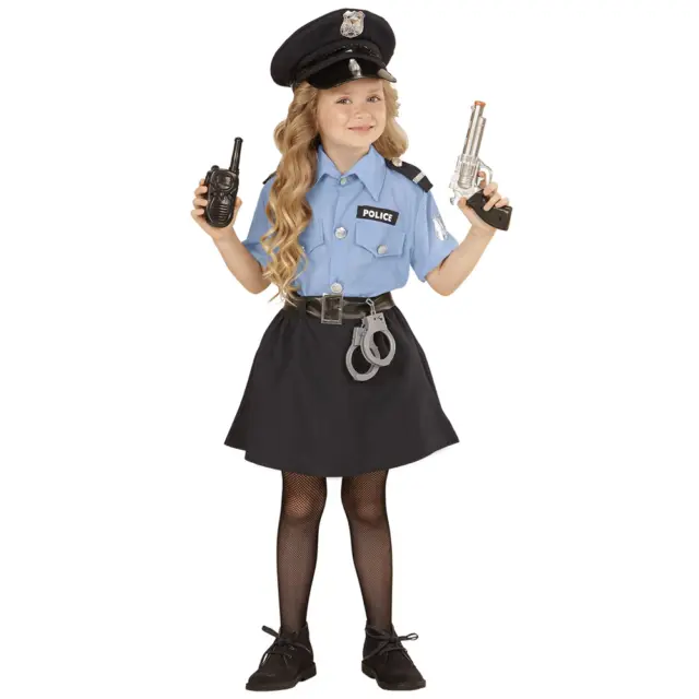 Costume Vestito Abito Travestimento Carnevale Bambina Poliziotta